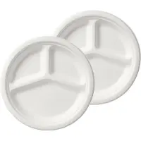 Duni Wegwerp fondue/gourmet borden - 150x - 3-vaks - wit - D26 cm - feest buffet bordjes