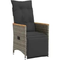 vidaXL Tuinstoel verstelbaar met kussens poly rattan grijs