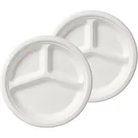 Duni Wegwerp fondue/gourmet borden - 200x - 3-vaks - wit - D26 cm - feest buffet bordjes