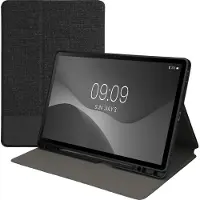 Kwmobile hoes geschikt voor Samsung Galaxy Tab S9+ / S9 FE+ / S10+ - Slanke tablethoes met standaard - Tablet cover in antraciet / zwart