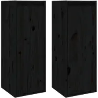 vidaXL Wandkasten 2 st 30x30x80 cm massief grenenhout zwart