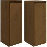 vidaXL Wandkasten 2 st 30x30x80 cm massief grenenhout honingbruin