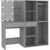 vidaXL Kaptafel met kastjes LED bewerkt hout grijs sonoma eiken