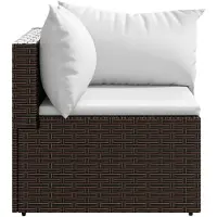vidaXL Tuinhoekbank met kussens poly rattan bruin