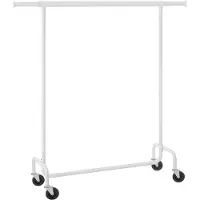 OSKAR Kledingrek op wielen - Wit - 150 x 45 x 160 cm
