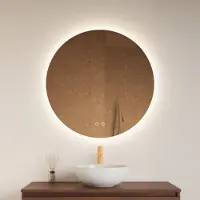 Gliss Design Spiegel oko koper rond led verlichting 80 cm incl. Verwarming