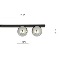 Emibig Plafondlamp , 2x E14, 40W, FIT 2, zwart/grijs, model 1122/2