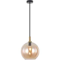 Fantasia 3403612 Osira Pendel E27 Zwart + Goud, Amber Glas Ø300mm