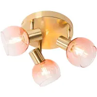 QAZQA Slimme plafondspot goud met roze glas incl. 3 Wifi P45 - Vidro