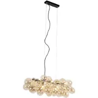 QAZQA Smart hanglamp zwart met amber glas incl. 8 Wifi G9 - Uvas