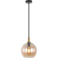 Fantasia OSIRA Pendel E27 Zwart + goud, amber glas Ø250mm