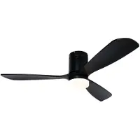 QAZQA Smart plafondventilator zwart 132cm incl. LED 3-staps dimbaar in Kelvin met afstandsbediening - Sofia
