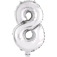 Rietmuller Amscan 9909676, Speelgoed ballon, Folie, Zilver, nummer 8