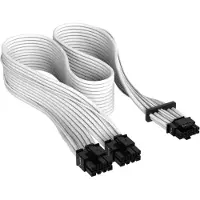 Corsair Premium Individueel Sleeved 12+4pin PCIe Gen 5 12VHPWR 600W kabel, Type 4, WIT, Interne kabel (PC)
