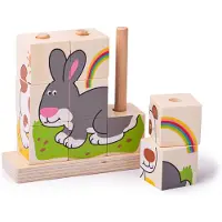 Bigjigs Stapelblokken Huisdieren.