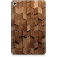 B2Ctelecom Silicone Tablet Hoes voor Lenovo Tab M10 Plus (3e generatie) Wooden Cubes