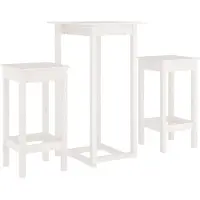 vidaXL 3-delige Barset massief grenenhout wit