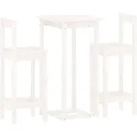 vidaXL 3-delige Barset massief grenenhout wit