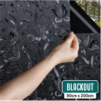 Homewell Verduisteringsdoek 90x200cm - Raamfolie Verduisterend - Anti Inkijk, Isolerend - Statisch – Bloemen/Zwart