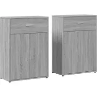 vidaXL Dressoirs 2 st 60x30x84 cm bewerkt hout grijs sonoma eikenkleur