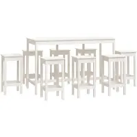 vidaXL 9-delige Barset massief grenenhout wit