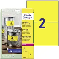 Avery weerbestendige etiketten, ft 210 x 148 mm, geel, pak van 40 etiketten