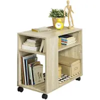 SoBuy Bijzettafel op wieltjes - 35x70x60 cm - Max. 10KG - Houtkleur