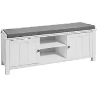 SoBuy Schoenenkast met gestoffeerd zitvlak - 2 Kasten -Landelijk - Max. 120 kg -103 x 34 x 43 cm - Wit / Grijs