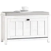 SoBuy - Schoenenkast met gestoffeerd zitvlak - 1 Lade -Landelijk - Max. 150 kg - 80 x 30 x 50 cm - Wit / Grijs