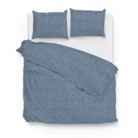 Zo! Home Dekbedovertrek Lino Urban Blue Katoen-260 x 200 / 220 cm | Extra Breed