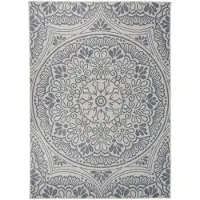 vidaXL Buitenkleed met patroon platgeweven 200x280 cm blauw