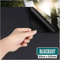 Homewell Verduisteringsdoek 60x200cm - Raamfolie Verduisterend - Blackout - Anti Inkijk, Isolerend en Zonwerend - Herbruikbaar - Statisch – Zwart