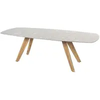 4SO Montana Tafelframe Teak Met Montana Tafelblad Ceramic Terrazzo 240 x 103 cm