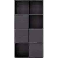 Goossens Wandmeubel Sevilla, 3 deuren 2 laden 4 open vakken, zwart eiken, 106 x 211 x 45 cm, modern design