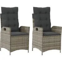 vidaXL Tuinstoelen 2 st verstelbaar met kussens poly rattan grijs