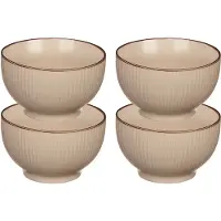 Vivalto Kommetjes/schaaltjes - 4x - Mistique - porselein - D14 x H8 cm - beige - Stapelbaar - Kommetjes