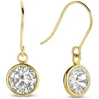 New Bling 9NBG-0398 Gouden Oorhanger - Dames - Zirkonia - 6,3 mm Doorsnee - 17 mm Lengte - 14 Karaat - Goud