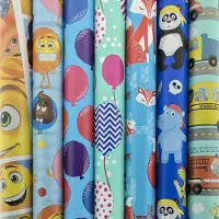 Benza Assortiment 3 luxe cadeaupapierinpakpapier voor kinderen - 200 x 70 cm - 5 rollen
