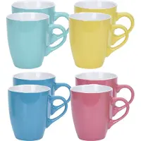 Excellent houseware Koffie mokken/bekers Costa - 12x - keramiek - met oor - 340 ml - Bekers