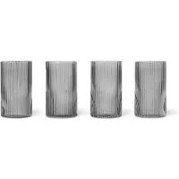 Ferm Living Waterglas Ripple Smoked Grey 140 ml (Set van 4)