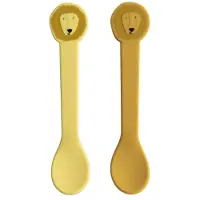 Trixie Siliconen lepel 2-pack Mr. Lion - Kinderservies - Stainless Steel & 100% Food Grade Silicone - Set 2 lepels - Vaatwasbestendig