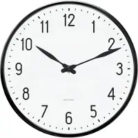 Arne Jacobsen Station Wandklok Zwart / Wit 210 Mm - Wandklokken Aluminium Black - 43633