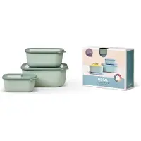 Mepal Meal prep bakjes - Magnetronschaal - Cirqula rechthoekig 3-delige set (750+1500+3000) - Nordic sage - Vershoudbakjes - Diepvriesbakje