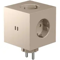 Avolt Square 2 Socket Extender With Usb-c / Magnet - Lampsnoeren & lampverlengstukken Kunststof Beige - SQ2-EUFC30-WMBE