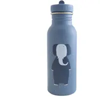 Trixie Baby Drinkfles - Mrs. Elephant - RVS Waterfles voor kinderen - 500ml - Lekvrije Fles - Blauw - Olifant