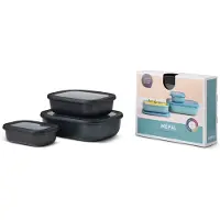 Mepal - Multikom Cirqula vershouddoos set - 500 + 1000 + 2000 ml - Rechthoekig - Nordic black