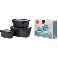 Mepal Meal prep bakje - Magnetronschaal - Cirqula rechthoekig 3-delige set (750+1500+3000) - Nordic black