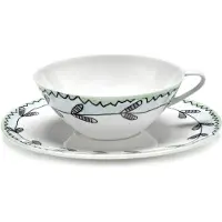 Serax Blossom Milk Koffiekop Laag Met Schotel - Koffiekopjes Beenderporselein Blue - B9223132-403