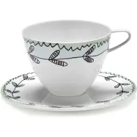 Serax Midnight Flowers Anemone Cappuccinokop met Schotel Blossom Milk