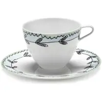Serax Marni Midnight Flowers Blossom Milk koffiekop hoog 8cl + schotel roze / blauw